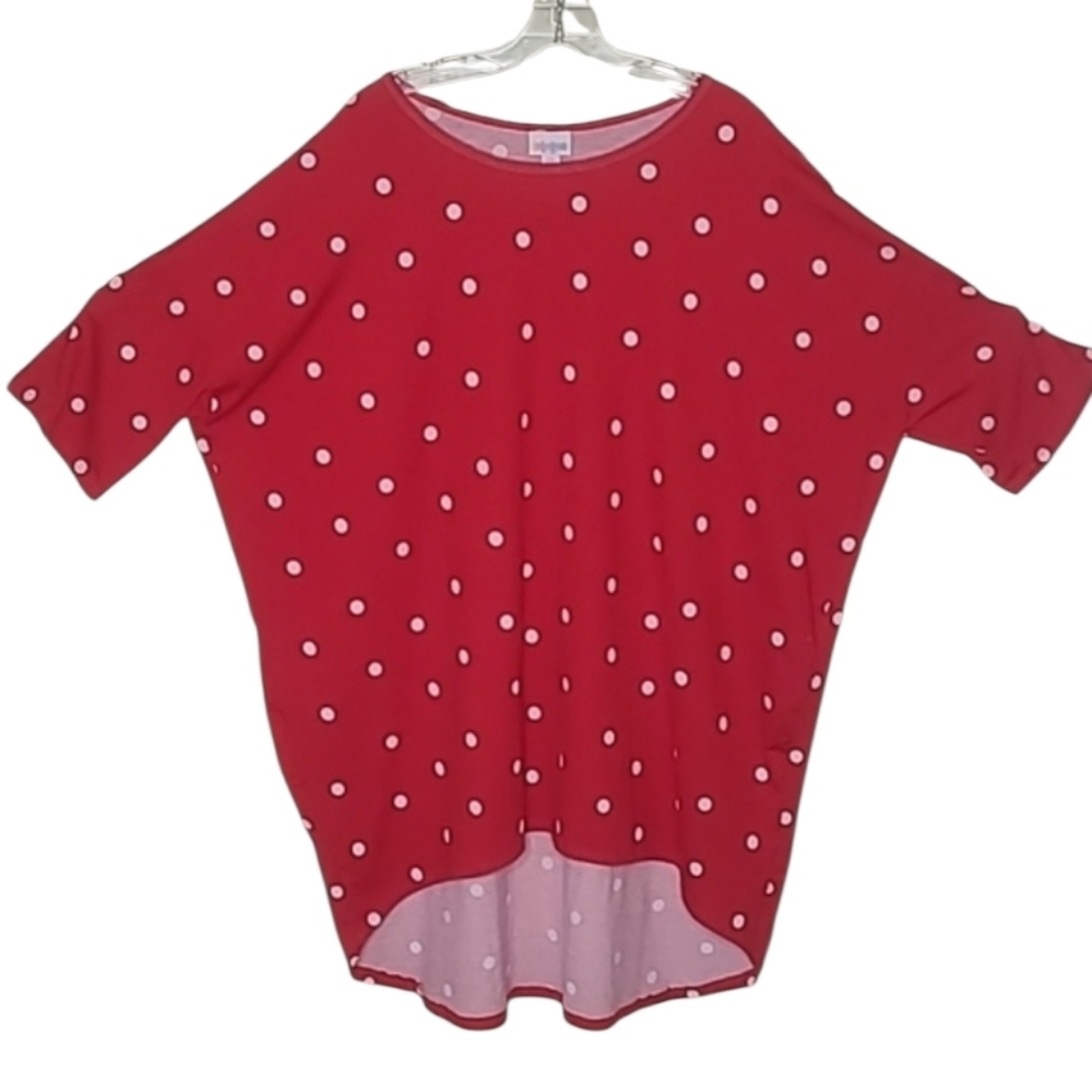 LuLaRoe Irma Red White Polka Dot Tunic Top